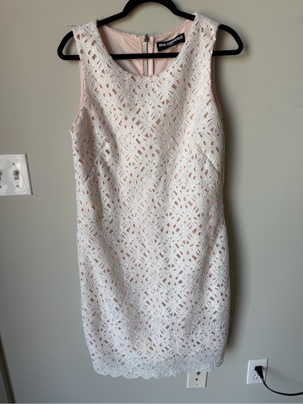 Karl Lagerfeld White Floral Lace Sheath Dress